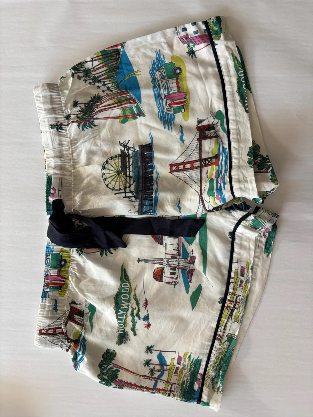 Katie Kime California Toile Pajama Short Set S Cotton Hollywood Golden Gate Surf - Picture 11 of 11